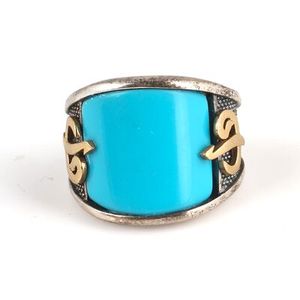 Anillo de Plata de Ley 925 para Hombre con Incrustaciones de Topacio Azul y Turquesa para Uso Diario - Product Image 4