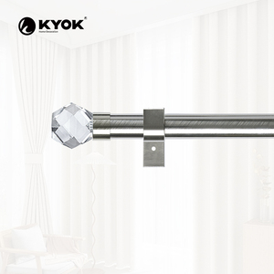 KYOK Elegant Crystal Finial Curtain Poles Modern Cylinder Shape Anti-Rust Metal Rods In Diameter - Product Image 3