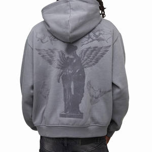 Sudadera con Capucha de Felpa de Algodón con Estampado Gráfico en la Espalda, 440 GSM, Corte Holgado para Hombre, con Estampado Personalizado y Bordado, Etiqueta Privada OEM - Product Image 2