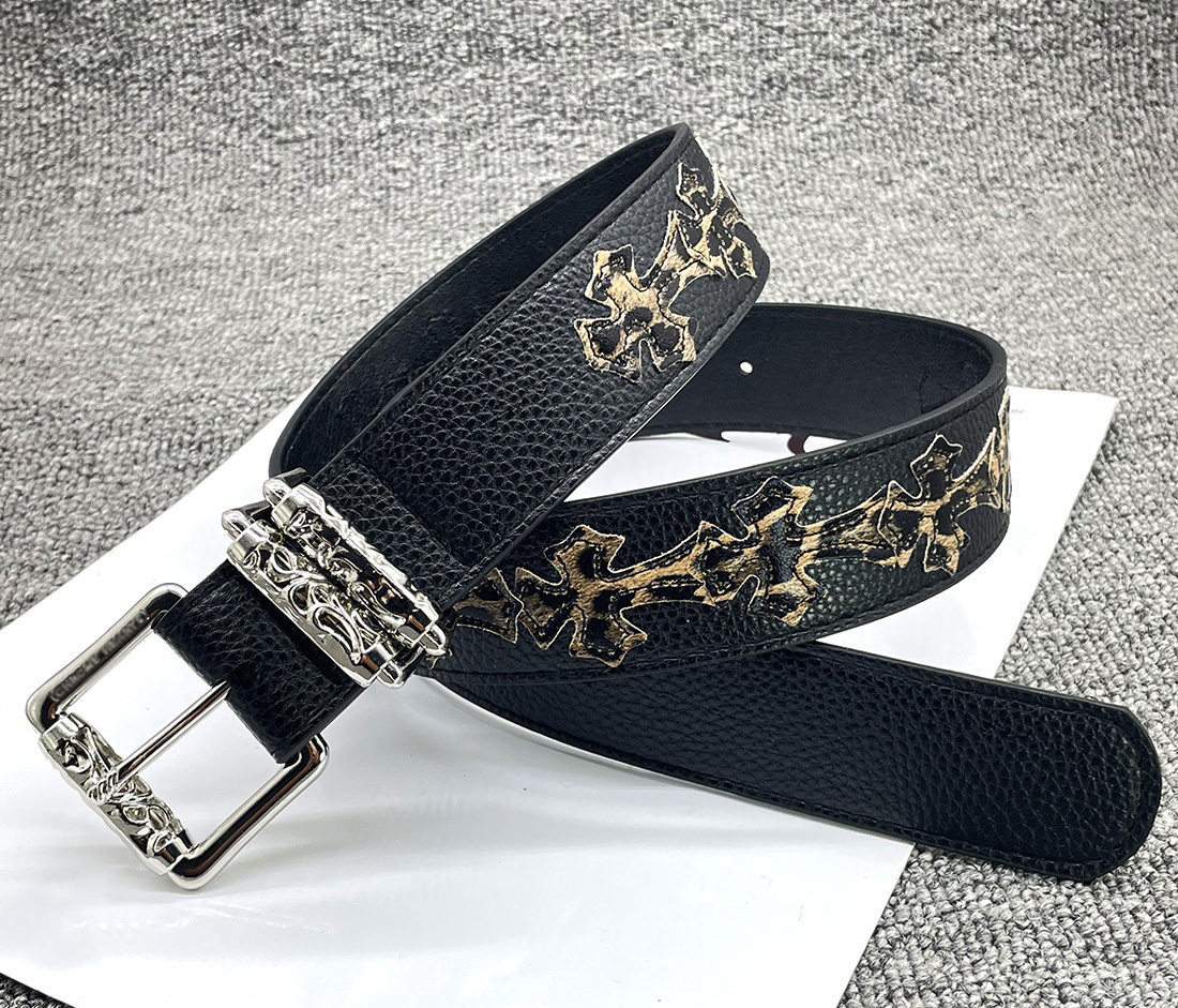 02-108cm-Cintura nera con stampa leopardata