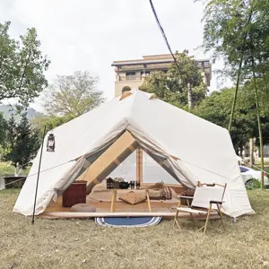 Tugas Berat Tenda Udara Tiup Luar Ruangan Besar Katun Kanvas Glamping Berkemah Udara Tenda Tahan Air