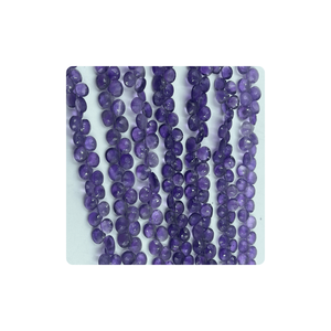 Premium Natural rosa púrpura amatista cuarzo facetado forma de corazón Briolette 7mm 8mm aproximadamente 8 pulgadas hebra para la fabricación de joyas - Product Image 2