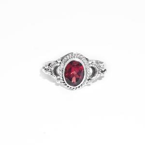 925 Sterling Silver Natural Garnet Ring Vintage <b>Inspired</b> Gemstone <b>Jewelry</b> Gift for Women - Product Image 1