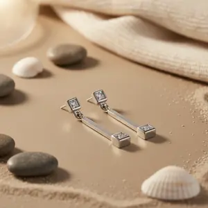 Boucles d'oreilles pendantes en argent 925 avec zircone cubique et plaqué or, cadeau de mariage et de fête pour femmes - Product Image 1