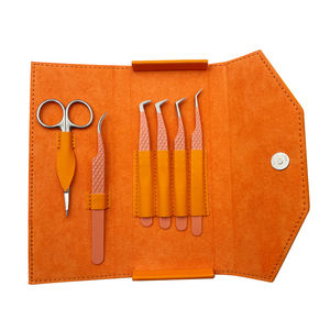 Pinzas de extensión de pestañas de acero inoxidable con etiqueta privada de logotipo personalizado de alta calidad herramienta de belleza de plástico de fibra curvada puntiaguda - Product Image 3