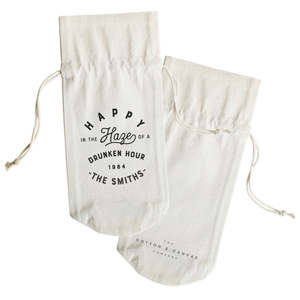 Cotton Canvas Wine Bag Happy in the Haze of a Drunken Hour-Gift Bag - Product Image 2