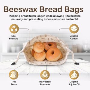 Sacs à <span class=keywords><strong>pain</strong></span> en cire d'abeille réutilisables pour pains artisanaux, écologiques, lavables et durables, sacs de conservation réutilisables - Product Image 3