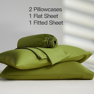 Modern Luxury Soft Breathable Bamboo Fiber Bedding Set with <strong>Extra</strong> <strong>Deep</strong> Pockets Includes Flat <strong>Sheet</strong> <strong>Fitted</strong> <strong>Sheet</strong> 2 Pillowcases - Product Image 2