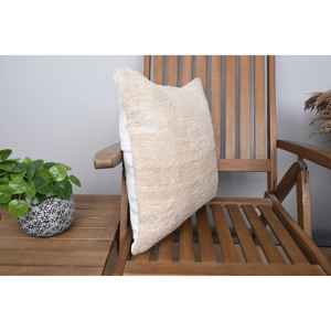 Beige Wool Rug 18x18 Inch Woven Vintage Pattern <b>Pillow</b> Rustic/Primitive Style - Product Image 2