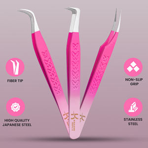 Pinzas para Pestañas KHADMI IMPEX con Diseño de Mariposa, Color Rosa, Punta de Fibra, Rectas y Curvas, para Volumen - Product Image 6