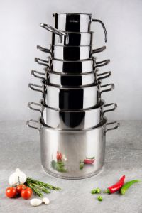 Set di Pentole Classico e Durevole in Acciaio Inox 6 Pezzi con Base a Triplo Strato e Coperchi per Uso in Cucina Jazz Cook by Excelsa - Product Image 5