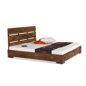 Cama Queen moderna de mediados de siglo de madera maciza con tela de madera contrachapada de pino de teca de roble de caoba cubierta para uso en el hogar y el apartamento del hotel - Product Image 2
