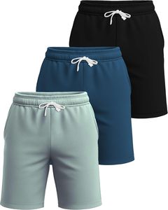 Shorts de plage décontractés pour hommes, séchage rapide, en toile noire, avec cordon élastique, respirants, taille mi-haute, longueur genou - Product Image 1