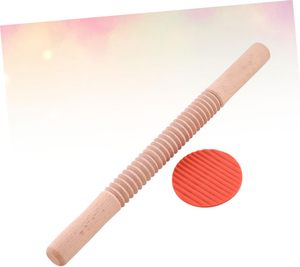 1pc Embossed Rolling Pin Wooden Pasta Roller Fondant Roller Non-stick Rolling Pin Wood Roller - Product Image 3