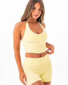 Ensemble de yoga uni de haute qualité pour femme, haut court à col licou, short moulant, sans couture, respirant, écologique, grandes tailles 180 - Product Image 2
