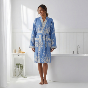 Bata de Baño Tejida 100% Algodón para Mujer y Hombre, Transpirable, de Secado Rápido, Larga, para Verano/Primavera, Hecha en Turquía - Product Image 5