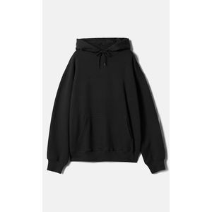 Vente en gros de sweats à capuche pour hommes en molleton 100% coton, style moderne, couleur unie noire, coupe classique, manches longues, poignets cousus, design personnalisé - Product Image 2