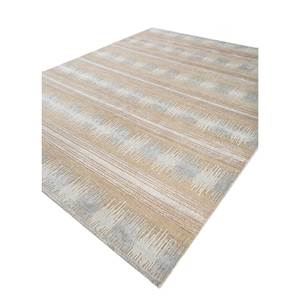 พรมขนสัตว์ถักมือลายทางคลาสสิกทรงสี่เหลี่ยมผืนผ้าขนาดใหญ่ ยี่ห้อ Blythe Ivory รุ่น AKWN-1004 ผลิตด้วยเทคนิคการทอแบบแบนด้วยมือ ดีไซน์แบบนามธรรม รุ่นใหม่ - Product Image 1