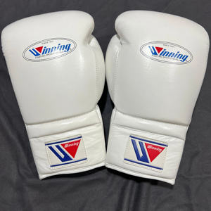 Gants de boxe en cuir Winning, équipement de combat professionnel, qualité supérieure, 100% cuir véritable, lacets, blanc, gants d'entraînement de boxe - Product Image 2