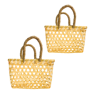 Elegante cesta de regalo de bambú de paja hecha a mano con algas marinas elegante, perfecta para cualquier ocasión embalaje de cestas de regalo - Product Image 1