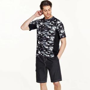 Rashguard pour hommes de qualité supérieure anti-transpiration antibactérien écologique Spandex/Polyester séchage rapide respirant demi manches sport - Product Image 3