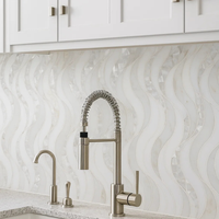 Mosaïque de marbre en jet d'eau de luxe, motif vague, moderne, faite à la main, pour les murs intérieurs, crédence pour hôtel, cuisine et salle de bain