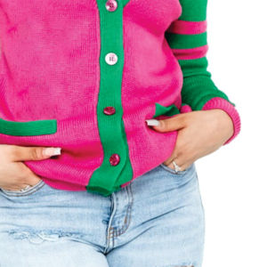 AKA Rosa, Verde cuello en V Howard Universidad cárdigan hermandad de mujeres suéteres acrílico tejido chenille logo apliques ropa griega - Product Image 4