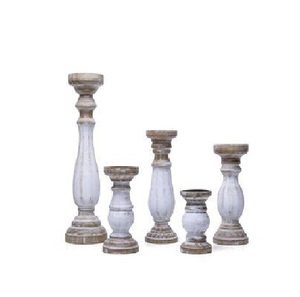 Bougeoir en bois antique pilier de mariage pour décor de table dernier design rustique gris lavage bougeoir en bois - Product Image 2