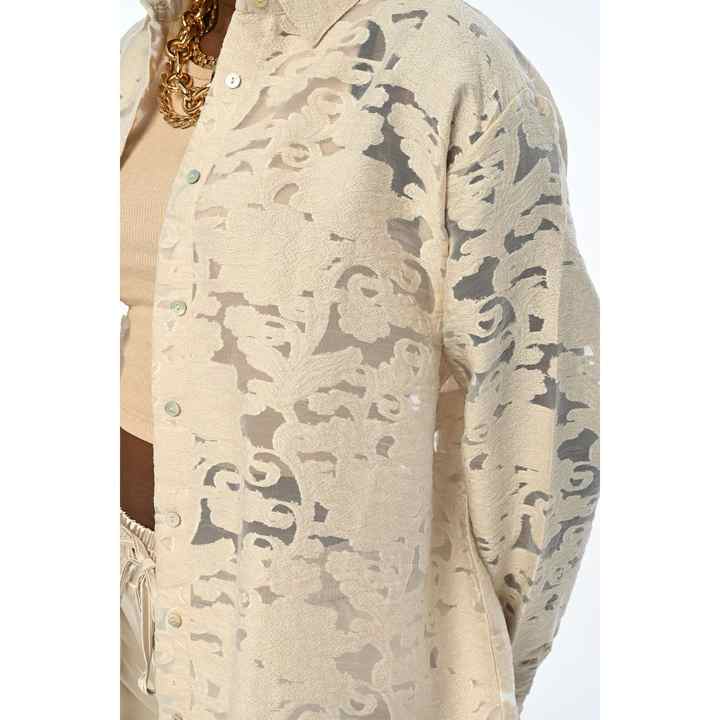 WOMEN'S COMFORTABLE FIT DEVORE FABRIC CREAM SHIRT