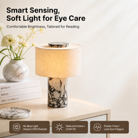 Lampu Meja LED Minimalis Mewah dengan Nuansa Alam, Dapat Diisi Ulang, Tanpa Kabel, dengan Kap Lampu Linen Batu Alam untuk Rumah, Hotel, Kantor, dan Meja Samping Tempat Tidur