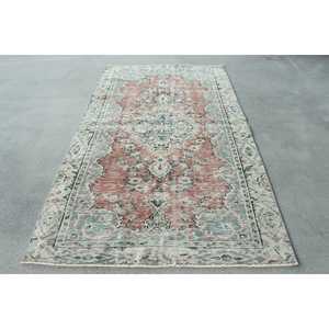 Tapis turc de 4,5 x 8,2 pieds, tapis persan vintage en laine rouge et bleu - Product Image 1