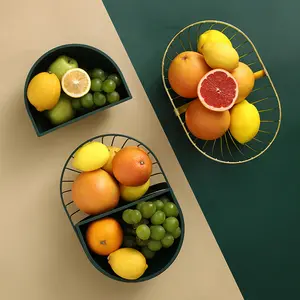 Neueste ovale moderne Luxus Lagerung Küche Arbeits platte Schüssel Wasch draht Kunststoff Metall Obstkorb