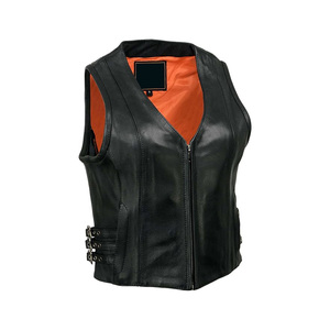 Chaleco de Cuero de Primera Calidad con Decoración de Cuello y Logotipo Personalizados - Product Image 3