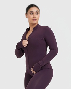 2025 Women's Zip up Long Sleeve Sports <b>Jacket</b> <b>Yoga</b> Wear with Loose Running Fitness Crop Top Casual Gym Fitness Sets - Product Image 3