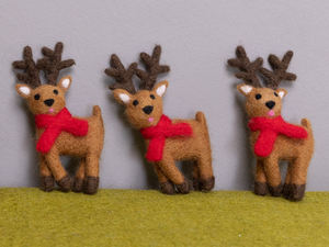 11x7 cm Handmade Christmas Felt Reindeer <b>Hanging</b> <b>Ornament</b> for Children Purely Hand-felted by the Nepalese Artisan - Product Image 3