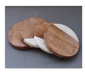 New <b>Marble</b> Mix Wooden Square Modern Decoration <b>Coaster</b> Cup Leaf <b>Coaster</b> Green Silver Gold Accessories - Product Image 1