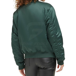 Blouson d'aviateur sportif pour femme léger avec ceinture élastique et doublure en nylon pour le traitement tricoté des jours actifs - Product Image 3