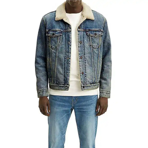 Veste denim pour hommes de haute qualité personnalisée OEM Street Style déchiré poche à rabat effiloché col montant - Product Image 1