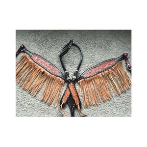 Cheval floral noir Western Headstall collier de poitrine en cuir véritable léger conception saisonnière personnalisée équipements de débarrasser les chevaux - Product Image 3