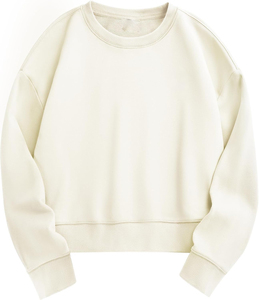 Cropped Women's Winter <b>Hoodie</b> 100% Cotton Long Sleeve Batwing Sleeve Lined Oversized <b>Fleece</b> 360g - Product Image 2