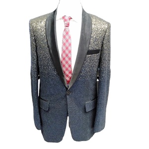 Costume de smoking classique et décontracté en jacquard pour homme 100% Pantalon de mariage respirant en laine à fermeture éclair Ensemble 3 pièces pour adulte à simple boutonnage - Product Image 1