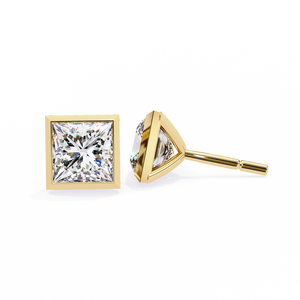 Pendientes de Oro de 18K con Diamantes Cultivados en Laboratorio, Corte Princesa, Engaste Geométrico, Oro Rosa y Oro Blanco, Elegantes y con Estilo - Product Image 1