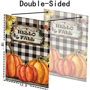 Paquete de 2 Banderas de Jardín con Diseño de Girasoles y Calabazas a Cuadros para Otoño, 12.5 x 18 Pulgadas, Doble Cara, para Decoración de Casa y Jardín, Acción de Gracias - Product Image 4