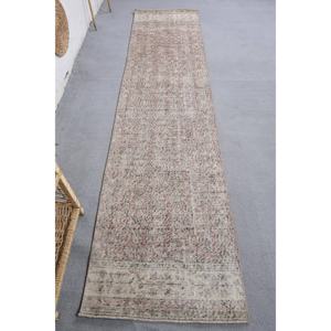Alfombra de lana Beige Vintage de 230x940cm hecha a mano diseño clásico de retazos patrón rectangular abstracto para dormitorio con respaldo de látex de 4m de ancho - Product Image 1