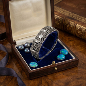 Pulsera de Plata de Ley 925 con Filigrana Estampada Vintage y Cuentas, Regalo de Boda, 70 Años de Experiencia, Envío Rápido - Product Image 5