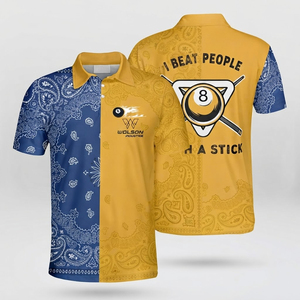 Chemise de snooker unisexe à impression numérique personnalisée pour adultes, manches courtes, respirante, séchage rapide, pour tournoi d'été - Product Image 1