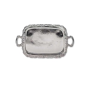 Asas de metal para servir, bandeja, vajilla, decoración de comedor para el hogar, forma rectangular para comida, frutas y ensaladas, acabado artesanal - Product Image 5