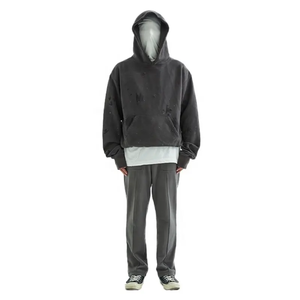 Alta calidad de color de lavado personalizado suelta capucha de gran tamaño de peso pesado Casual Streetwear Pullover Denim Hoodie para hombres - Product Image 5