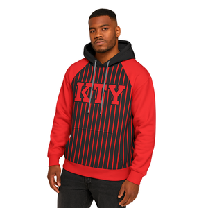 Sudadera con capucha KAP negra mangas raglán Rojas rayas mezcla de algodón fraternidad griega ropa Divine Nine HBCU Greek Merch - Product Image 1