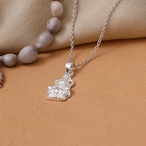 Collier pendentif Lakshmi en argent 925, bijoux religieux vintage tendance pour femmes, géométrique, or, diamant, perle, fiançailles PE070 - Product Image 4